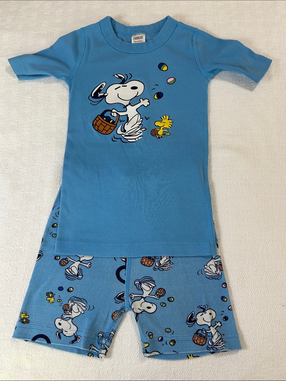 Hanna Andersson Peanuts Blue Snoopy & Woodstock Short Pajama Set